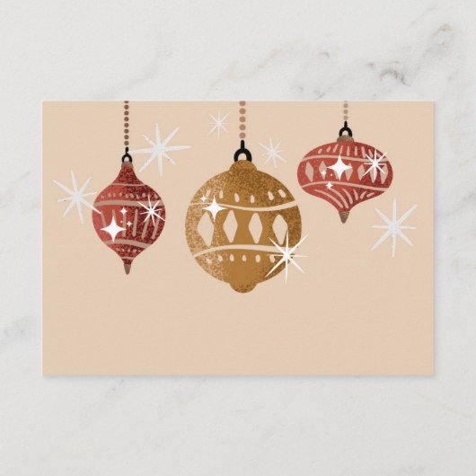 レトロバウブルオーナメントクリスマスブライダルレシピ エンクロージャーカード (裏面)