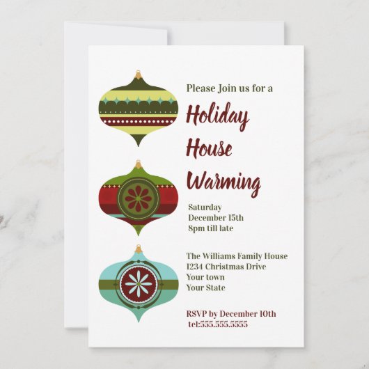 レトロバウブル |ホリデーハウス温暖化パーティー 招待状 (正面)