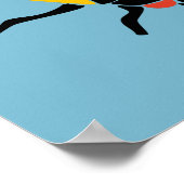 レトロバグ虫イラストレーションライトブルー ポスター (角)