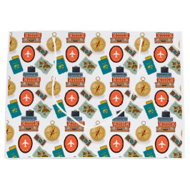 レトロバケーショントラベルをテーマにした抱き枕 ラージペーパーバッグ