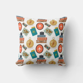 レトロバケーショントラベルテーマ クッション