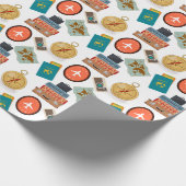 レトロバケーショントラベルテーマ ラッピングペーパー (角)