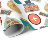 レトロバケーショントラベルテーマ ラッピングペーパー (ロールコーナー)