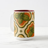 レトロバジル柄アクセントマグ ツートーンマグカップ (正面左)