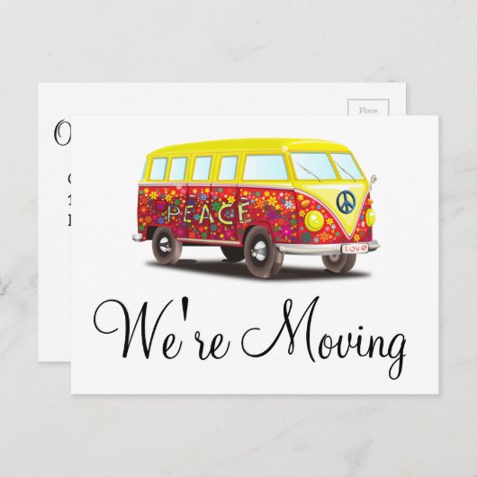 レトロバスの通知はがきを移動する 案内ポストカード (正面/裏面)