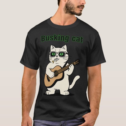 レトロバスキング猫 Tシャツ (正面)
