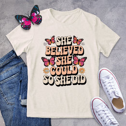 レトロバタフライエンパワメントT信じ - She トライブレンドＴシャツ