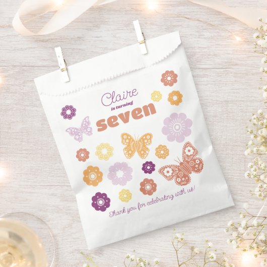 レトロバタフライサンキューユー誕生日好意バッグ フェイバーバッグ (クリップ留めされた状態)