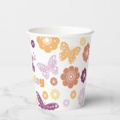 レトロバタフライバースデーパーティーカップ 紙コップ (裏面)