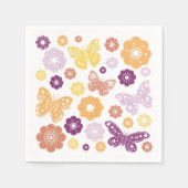 レトロバタフライバースデーパーティー スタンダードカクテルナプキン (正面)