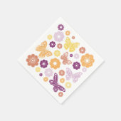 レトロバタフライバースデーパーティー スタンダードカクテルナプキン (角)