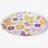 レトロバタフライバースデーパーティー ペーパープレート (アングル)