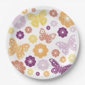 レトロバタフライバースデーパーティー ペーパープレート (正面)