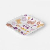 レトロバタフライバースデーパーティー ペーパープレート (傾斜あり)