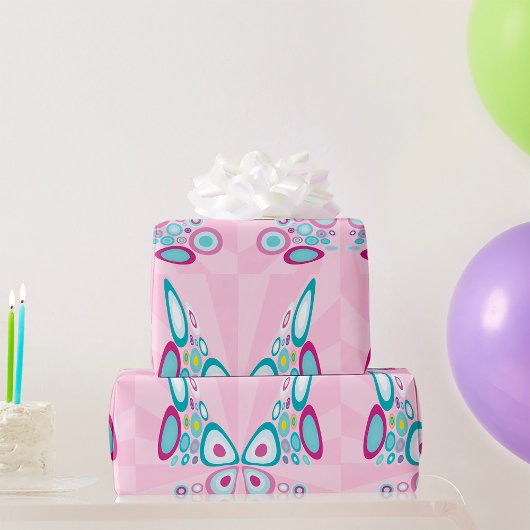 レトロバタフライ抽象芸術アポップ・アートのート ラッピングペーパー