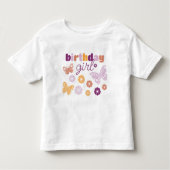 レトロバタフライ誕生日ガール トドラーTシャツ (正面)