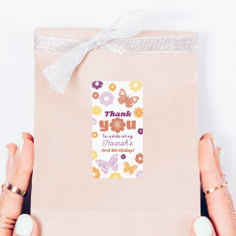 レトロバタフライ誕生日サンキュー ラベル