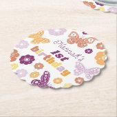 レトロバタフライ誕生日 ペーパーコースター (アングル)