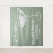 レトロバチェロレッテバックドランドグリーンカクテル タペストリー (正面)