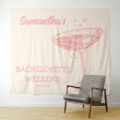 レトロバチェロレッテ背景ピンクカクテル タペストリー (インサイチュ(横))