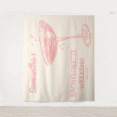 レトロバチェロレッテ背景ピンクカクテル タペストリー (正面)