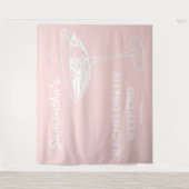 レトロバチェロレッテ背景ピンクカクテル タペストリー (正面)