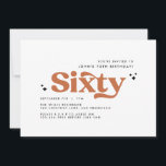 レトロバックモダン白ミニマル60歳の誕生日 招待状<br><div class="desc">60誕生日招待状ミニマルモダンシンプルレトロ白黒タイポグラフィデザイン</div>