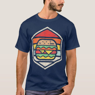 レトロバッジバーガージャンクフード Tシャツ