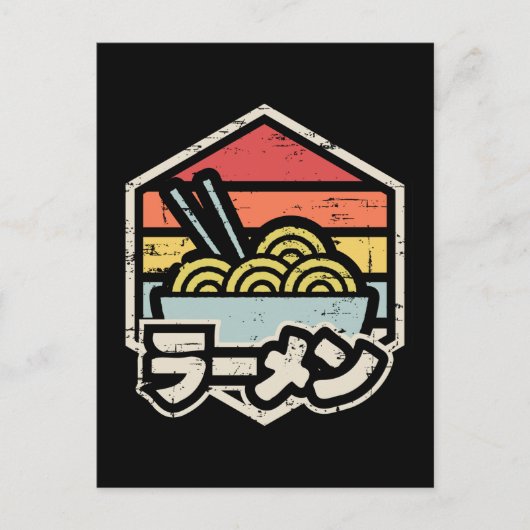 レトロバッジラーメンクラシック丸シール ポストカード (正面)