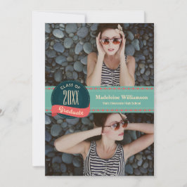 レトロバッジ（矢印あり） 2写真卒業 招待状