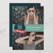 レトロバッジ（矢印あり） 2写真卒業 招待状 (正面/裏面)