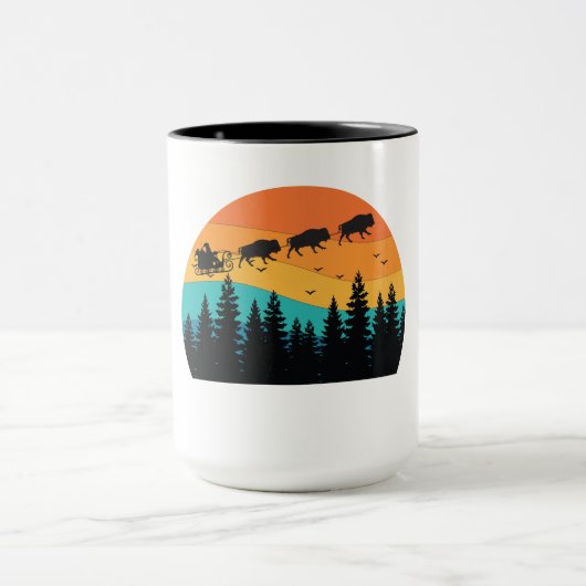 レトロバッファローバイソンナショナルパーククリスマス マグカップ (中央)