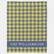 レトロバッファロープレイドイエローブルーパーソナライズされたネーム