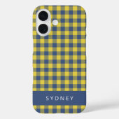 レトロバッファロープレイドイエローブルーパーソナライズされた名 Case-Mate iPhoneケース (裏面)