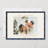 レトロバッファロープレイドタータンチェックパターンネイビーブルーブラック シーズンカード (正面)