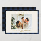 レトロバッファロープレイドタータンチェックパターンネイビーブルーブラック シーズンカード (正面/裏面)