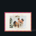 レトロバッファロープレイドタータンチェックパターンピンクとオレンジ シーズンカード<br><div class="desc">レトロバッファロープレイドタータンチェックパターンピンクとオレンジホリデーカード</div>