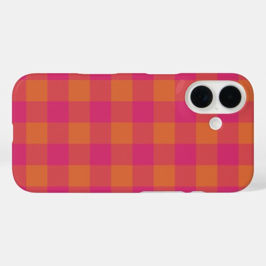 レトロバッファロープレイドタータンチェックパターンピンクとオレンジ Case-Mate iPhoneケース (裏面 (横))