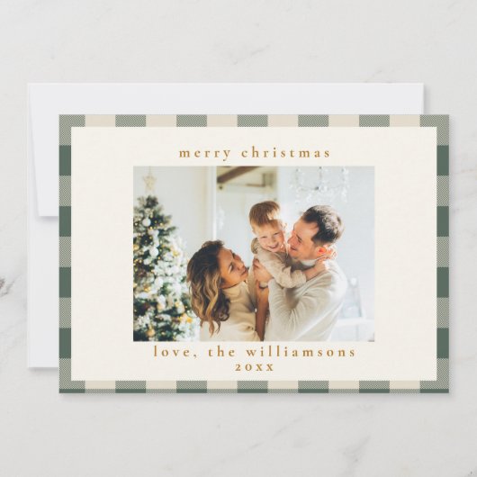 レトロバッファロープレイドタータンチェックフォレストグリーンフォト シーズンカード (正面)