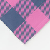 レトロバッファロープレイドピンクブルーパーソナライズされたネーム フリースブランケット (角)