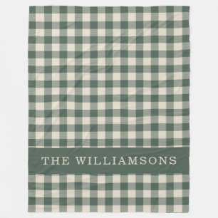 レトロバッファロープレイドフォレストグリーンパーソナライズされたネ フリースブランケット