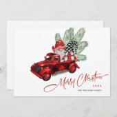 レトロバッファローレッドトラック格言素朴クリスマス シーズンカード (正面/裏面)