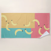 レトロバナナのカラフル形状 ビーチタオル (正面)