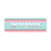 レトロバブルグムアクアブルーピンク差出人住所 ラベル (正面)