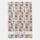 レトロバブルレターカスタムクリスマス キッチンタオル (縦)