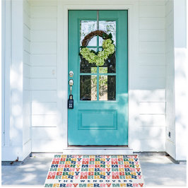 レトロバブルレターカスタムクリスマス ドアマット