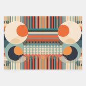 レトロバブル円とストライプ338 ラッピングペーパーシート (正面3)