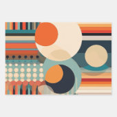 レトロバブル円とストライプ338 ラッピングペーパーシート (正面)