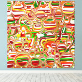 レトロバブル抽象芸術アモダンート キャンバスプリント (インサイチュ (ウッドフロア))