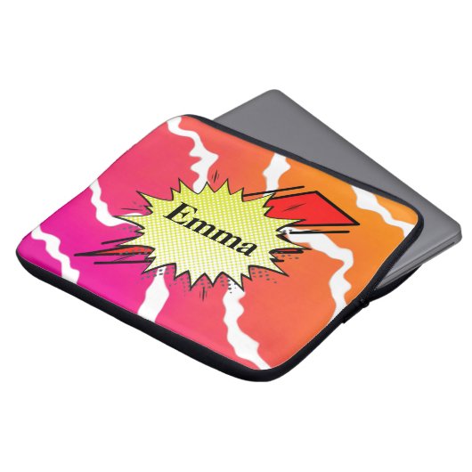 レトロバブル色漫画 ラップトップスリーブ (正面上部)